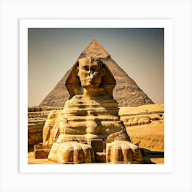 Sphinx And Pyramids Art Print