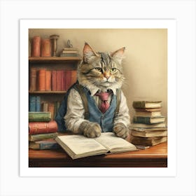 Cat In A Suit 23 Art Print