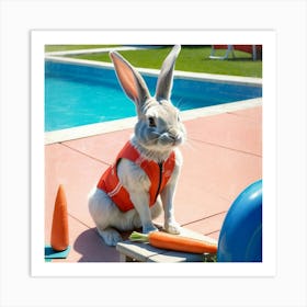 Rabbit At The Pool Art Print