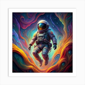 Astronaut Floating In A Colorful Nebula Art Print