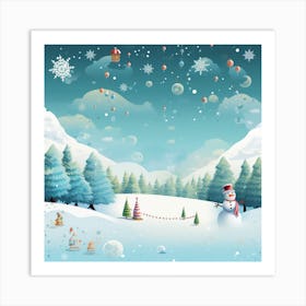 Snowman In The Snow 7 Art Print