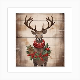 Deer On Wood Art Print