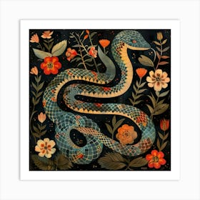 Snakes And Flowers 2 Art Print