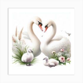Pair of swans Art Print
