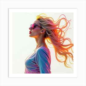 Lady Gaga In Watercolor With Rainbow Colored Light Trails And Dynamic Movement 1 Art Print