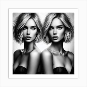 Two Women In Black And White Art Print