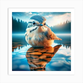 Bird Reflection In Water Art Print