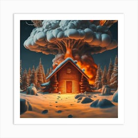 Wooden hut left behind by an atomic explosion 11 Art Print