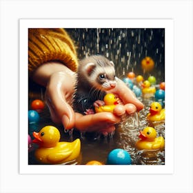 Ferret In The Rain 2 Art Print