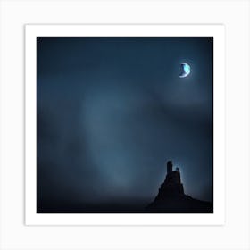 Moon And Starry Sky Art Print