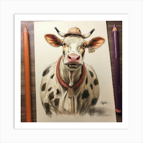 Cow Drawing 5 Art Print
