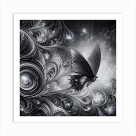 Butterfly In Black And White 9 Art Print