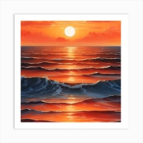 Sunset Over The Ocean Art Print