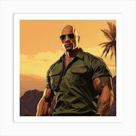 Grand theft auto Dwayne Johnson Art Print