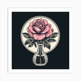 Pink Rose In A Vase 1 Art Print