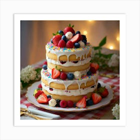 Cake With Berries Art Print