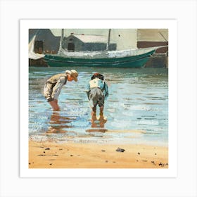 Children At The Beach Art Print