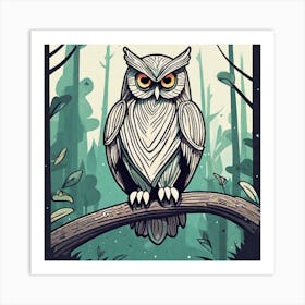 Owl In The Woods 31 Art Print