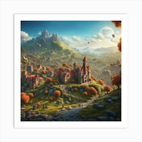 Village In The Mountains Art Print