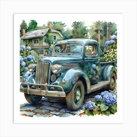 Old Truck In Front Of House Art Print