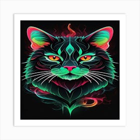 Neon Cat Art Print