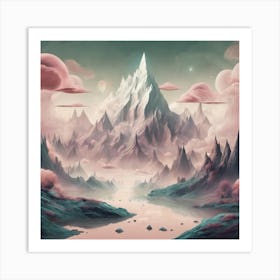 Pink Mountains And Clouds Art Print