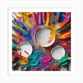 Colorful Paint Brushes Art Print