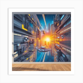 Futuristic City Wall Mural Art Print