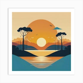 Sunset In The Forest 1 Art Print