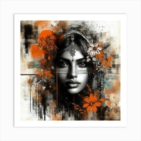 Indian woman Wabi-Sabi Art v4 Art Print