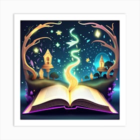 Magical Book with Glowing Pages Art Print