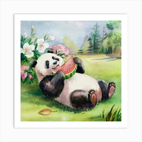 Panda Watermelon Art Print