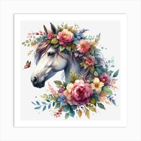 Horse With Flowers 8 Art Print