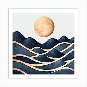 Moon And Waves 52 Art Print