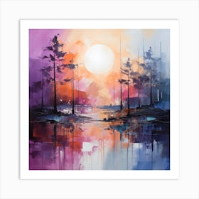 Sunset In The Forest Art Print