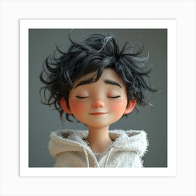 Boy With Eyes Closed Art Print