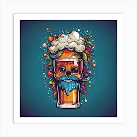 Skull With Beer Art Print