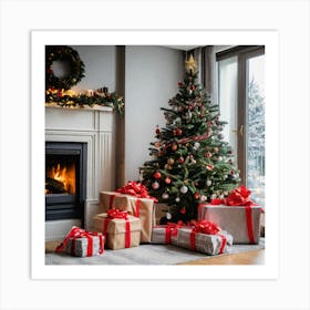 Christmas Tree With Presents 9 Art Print