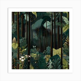 Forest At Night Art Print