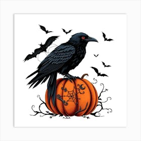 Raven On Pumpkin Art Print