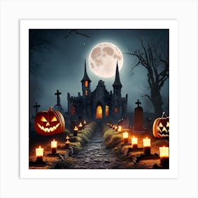Halloween Graveyard Art Print