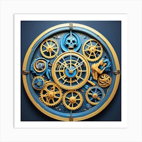 Steampunk Clock Cubism Style Art Print