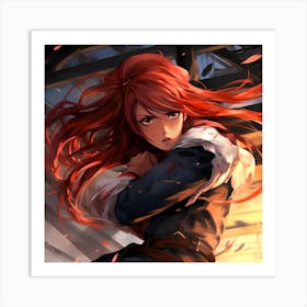 Anime Redhead Girl Art Print