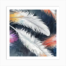 Watercolor Feathers Art Print