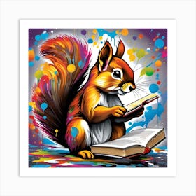 Squirrel Reading Book 1 Art Print