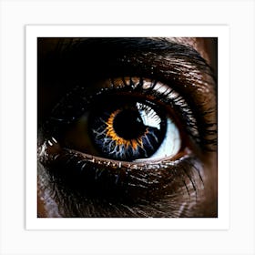 Black Eye Human Close Up Pupil Iris Vision Gaze Look Stare Sight Close Macro Detailed Art Print