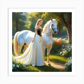 Princess And Horse Art Print