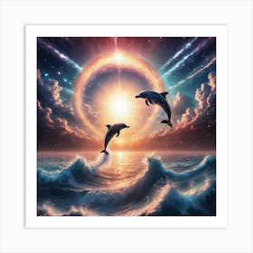 Dolphins In The Ocean Art Print