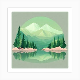 Misty mountains background in green tone 9 Art Print