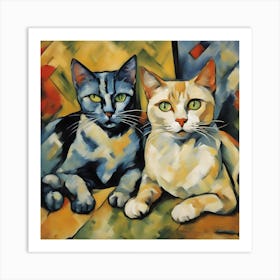 Two Cats Modern Art Cezanne Inspired Art Print